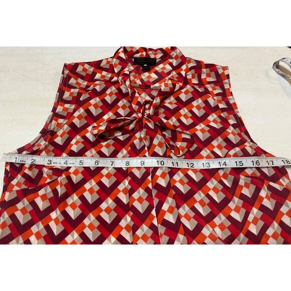 Worthington Brand Geometric Blouse Cap Sleeve 100% Polyester Women's Size S - Picture 9 of 11